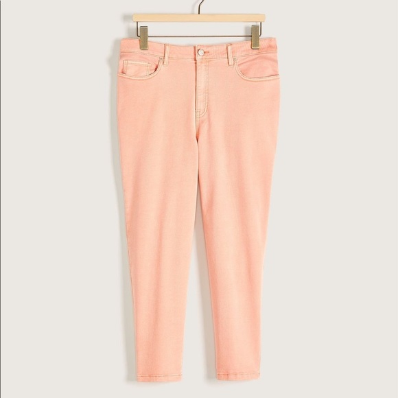Addition Elle Women Salmon Orange Pink Pastel Slim Leg Denim Size 10 - Picture 6 of 7